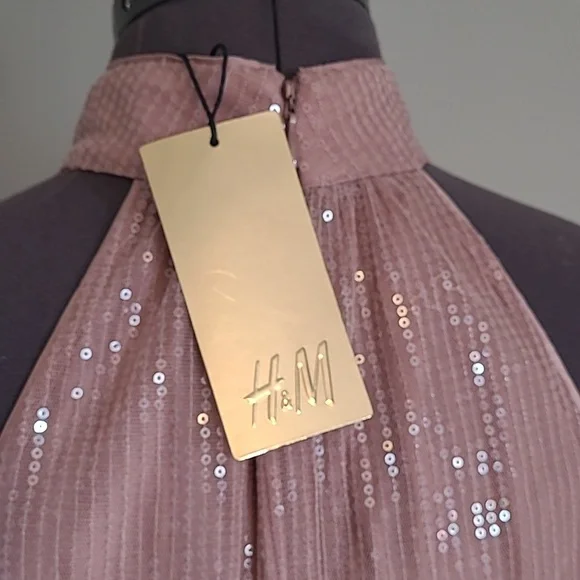 SZ6 NWT H&M Sequined Halter Dress - Picture 7 of 12